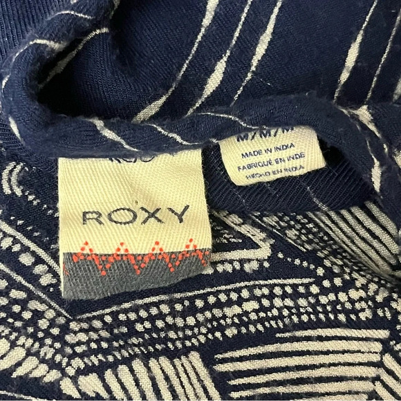 Roxy Womens Argyle Babydoll Mini Dress Swing Skater Boho Peasent Beach M Hippie - Picture 8 of 9